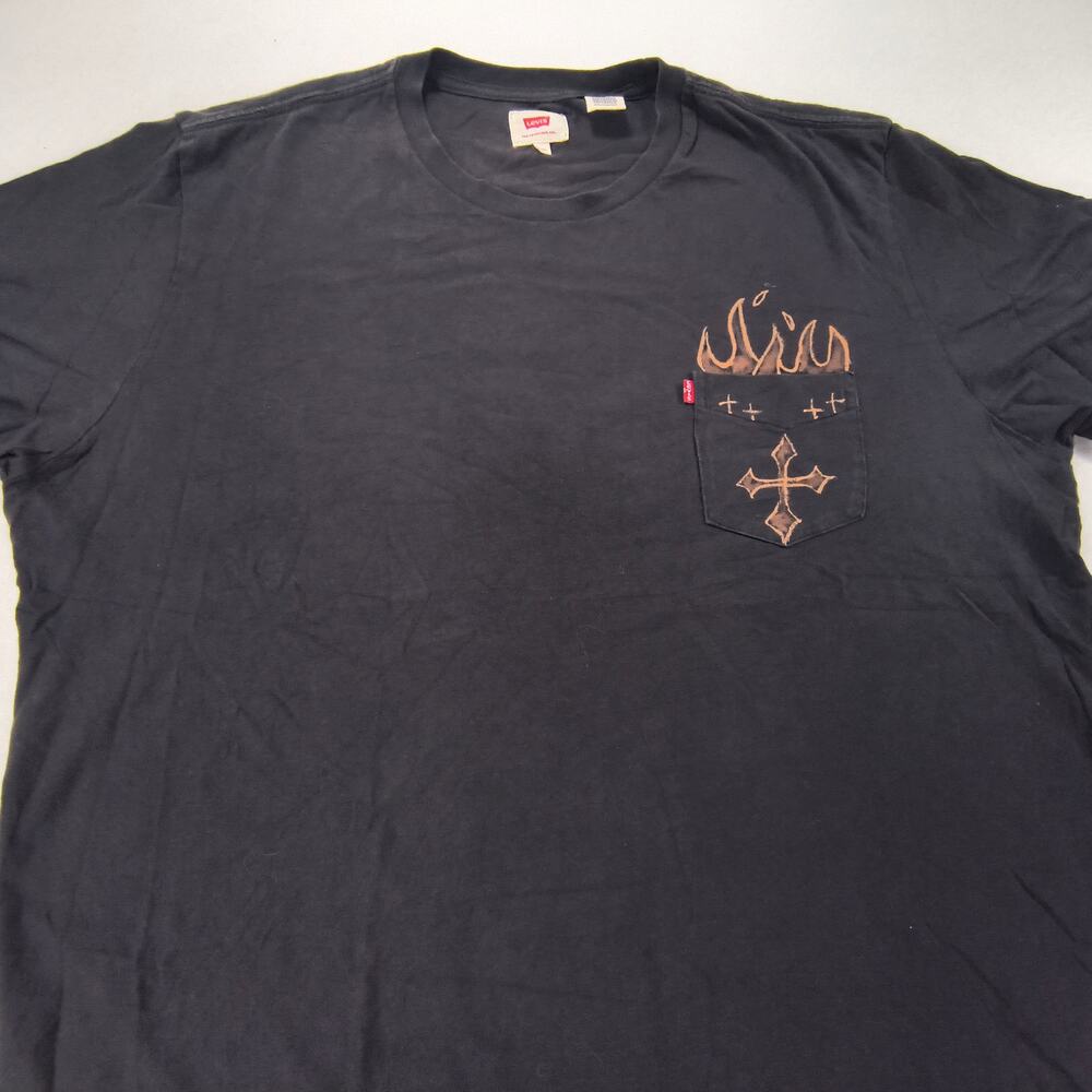 Levis Casual Short Sleeve Crew Neck Graphic T-Shirt Adult Mens Size 2XL Black